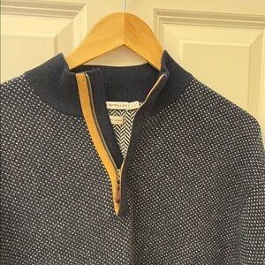 Peter Millar Navy and White Zip Up Sweater
